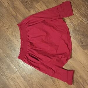 Derek Lam 10 Crosby Deep Red Off The Shoulder Cuffed Blouse A44